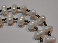 VINTAGE NICE STERLING SILVER CULTURED BAROQUE PEARL NECKLACE