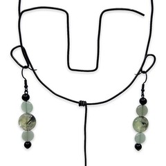 Prehnite & Aventurine Green Gemstone Dangle Earrings, One of a Kind