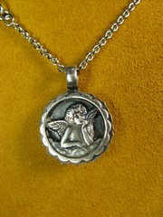MARIANA GUARDIAN ANGEL SWAROVSKI CRYSTALS NECKLACE Turquoise Pearl Pendant SS PL