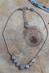 Brighton~Silver Multi HEARTS Slider Necklace 17-19″