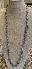 Handcrafted AB Labradorite Irregular Bead Necklace with Pave Hook Closure