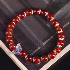 Red and Green Agate Women’s Bracelet Butterfly-Style Fashion Bracelet