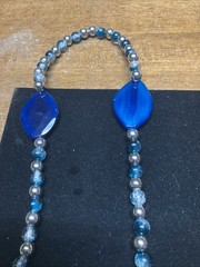 Blue Agate Necklace With Glass Beads & Blue Glass Bead Bracelet, Handmade