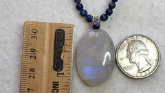 Moon Stone with Lapis lazuli Beads Hand braided Necklace.