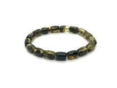 AMBER BRACELET Barrel Beads Gift Natural Baltic Amber Jewelry Elastic 8g 11629