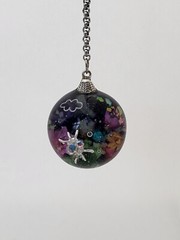 Handmade UV Resin 30mm Pendant Midnight Garden Spider Glow-in-the-dark Feature