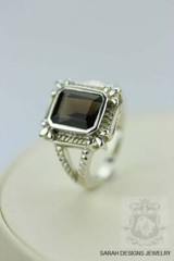 Size 6 RADIANT Cut SMOKEY SMOKY Topaz 925 Sterling Silver Ring r212