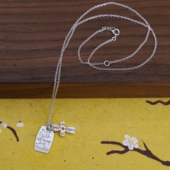 16+2”, Sterling silver necklace, 925 cross tag “all things are possible pendant