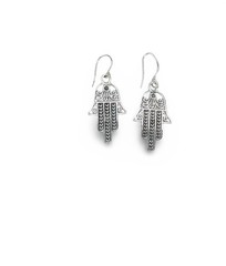 Boho Hamsa Earrings, Silver Hamsa Earrings, Hamsa Hand Jewelry