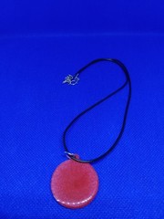 Handcrafted Reddish brown resin Round Letter F Pendant Necklace on Black Cord