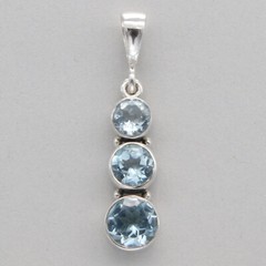 925 Sterling Silver – Blue Topaz Pendant – Pendentif Topaze bleue en Argent