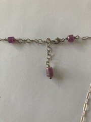 Sterling Silver Genuine Ruby Bead Dangle Chain Waterfall Necklace 16 – 18 Inch