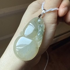 Untreated Grade A Burma Myanmar Jadeite Pendant 純天然翡翠A貨 老坑冰種葫蘆 種水極好 Certified