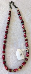 Handmade Indian Beaded Necklace Red Boho Mixed Metal
