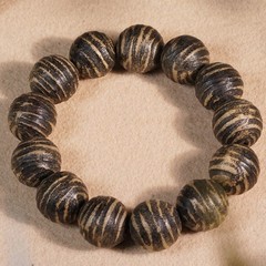 18mm Vietnamese Agarwood Black Oil Prayer Beads Bracelet for Men Meditation