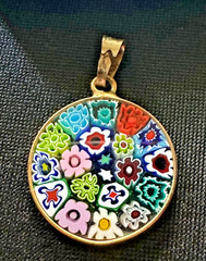 Antica Murrina Veneziana Italy Murano Glass Floral Pendant Italy Sterling 925