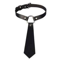 Tie Style Leather Collar Punk Pu Leather Necklace Choker Collarbone Chain