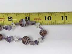 Purple Venetian Murano Glass, Clear Crystal, Amethyst Chip Beaded Necklace 20″