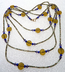 VINTAGE GORGEOUS CZECH SEED and ART GLASS SUPPER LONG NECKLACE ~ 47.5″ LONG