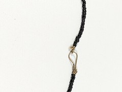 Artisan Brone Tone Black Beaded Layered Bar Chain Drape Necklace 16 in Tribal