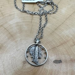 Antique U.S. Silver Mercury Dime Hand Cut Coin Necklace Pendant 18″ NEW