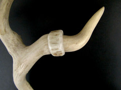 HANDCRAFTED OOAK SHED DEER, ELK ANTLER RING,SIZE 9 1/4, R-13