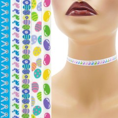 Easter Choker 3/8 inch (9 – 10 mm) Custom necklace bunny eggs jelly beans satin