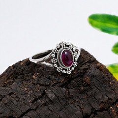 Natural Red Garnet January Birthstone Handmade Ring 925 Sterling Silver Gift