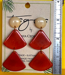 Tagua Nut Drop Earrings, Handmade Ecuador «Maeve» TR-3