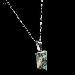 Boulder Opal Necklace- Trapezoid Shape on Bail, 1.4mm Oval Flat 16″ .925 Sterlin