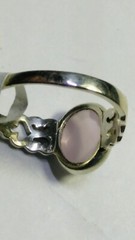 CHARMING NATURAL ROSE QUARTZ IN .925 STERLING SILVER RING SIZE 8.25-8.5!
