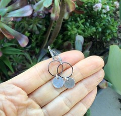 Antiqued Silver Circle Disc Coin Sundance Charm Earrings artisan jewelry