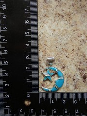 Crescent Moon Star Sterling Silver 925 Turquoise Gemstone & Opal Pendant NEW D40