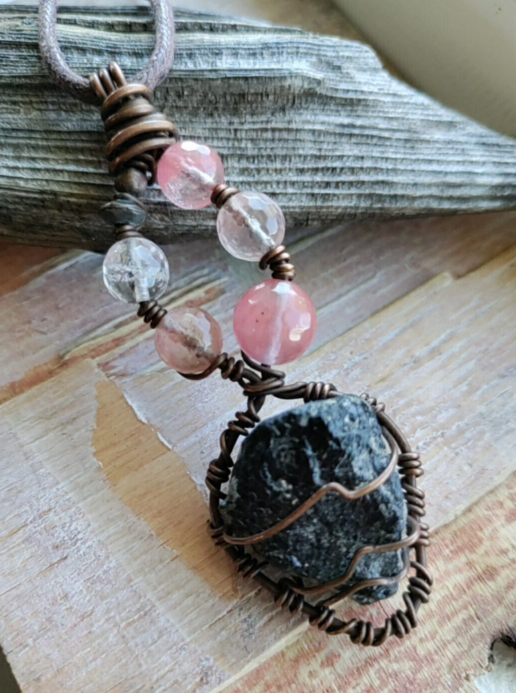 Tourmaline Gemstone Gift for Her Him Necklace Casual Boho Black Pink Clear Teen