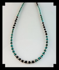White Fox Creation: Long Deep Purple Spiny Oyster and Turquoise Necklace