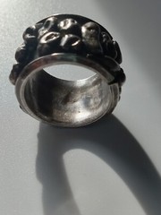 Silver Nugget Wide Band Ring Hallmarked BG Handmade and Unusual Size 7
