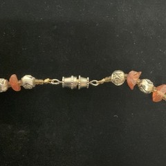 Orange Quartz Stone Cross and Bead Necklace Boho Christian