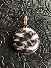 Artisan White Buffalo Turquoise Full Moon Round Pendant 2″