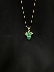 Green Lotus Necklace Egyptian Flower Pendant Golden Brass Tone Minimal Jewelry