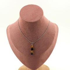 Genuine Baltic Amber Necklace With 4 Pearls + Tourmaline Size Personal