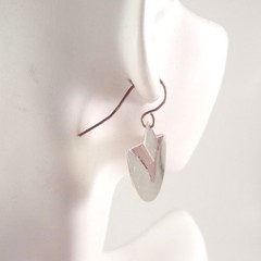 Vintage .999 Fine Silver & Copper Dangle Earrings Handmade Pendulum Signed RJ
