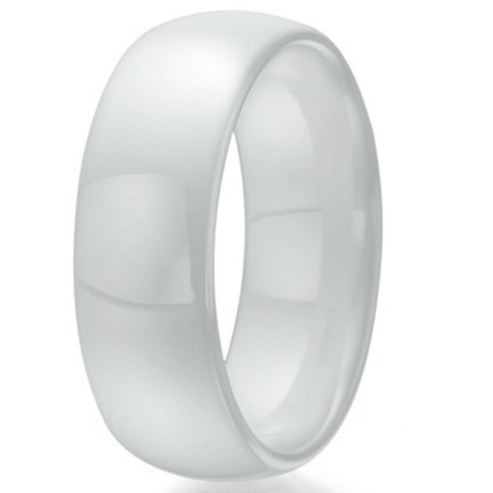 8mm Black White Ceramic Ring Plain Wedding Band 13