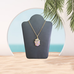 Wire Wrapped Gold Plated Pendant With Jasper Jewelry 2.25 Inches