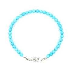 4mm Sleeping Beauty Turquoise Bracelet, Small Round Beaded Gemstone Bracelet