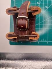 Artisan Crafted Chunky Grunge Leather Rusty Metal Bracelet 6.5″-8.5″ Punk