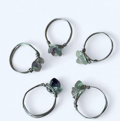 1pc ANY SIZE handmade Fluorite chip crystal ring wrapped with silver copper wire