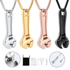 Tool Wrench Urn Pendant Necklace for Ashes Keepsake Memorial Necklace for Human