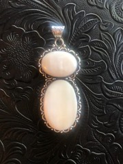 Coastal Beauty Mother of Pearl Artisan Pendant Flower Bezel 3″