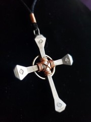 Nail Cross Necklace Horseshoe Nail & Copper wire wrap with clasp USA Handmade