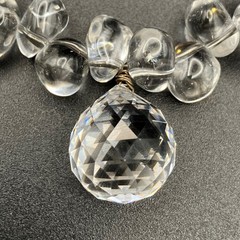 Sterling Silver 925 Saki Clear Quartz Necklace Toggle Clasp Prism Pendant 16 In